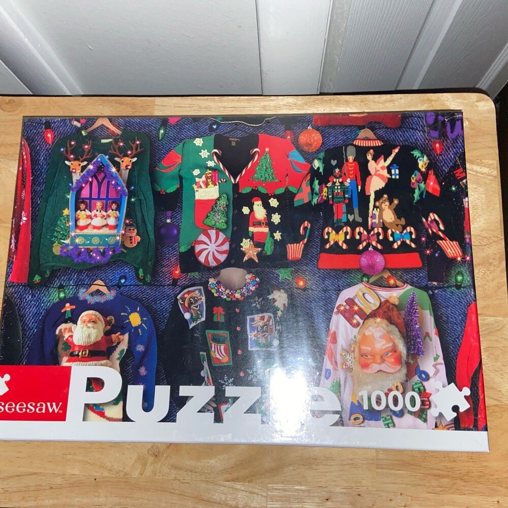 Seesaw 1000 Piece Jigsaw Puzzle Ugly Christmas Sweaters Santa Brand New & Sealed